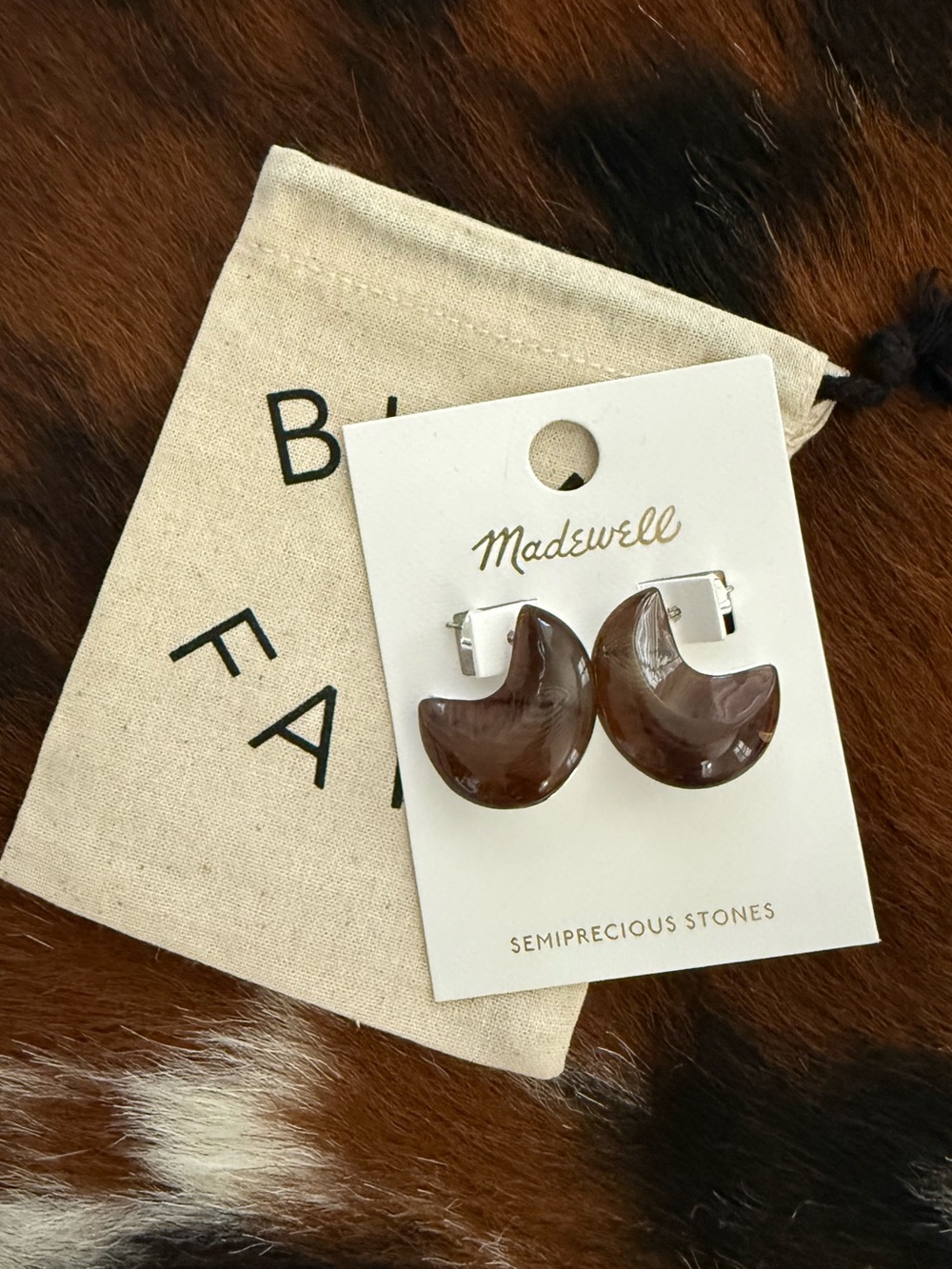 NWT Madewell semiprecious chunky hoop earrings